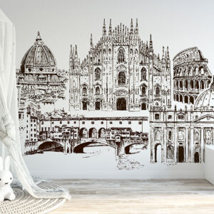 European landmarks peel and stick wall mural