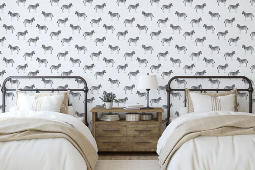 Zebra stripes peel and stick wallpaper for kids bedroom