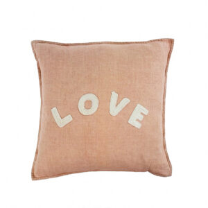 Pink 18x18 embroidered Love pillow