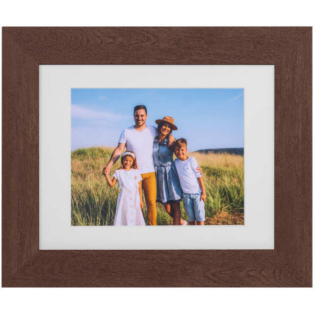 Family photo walnut framed satin print