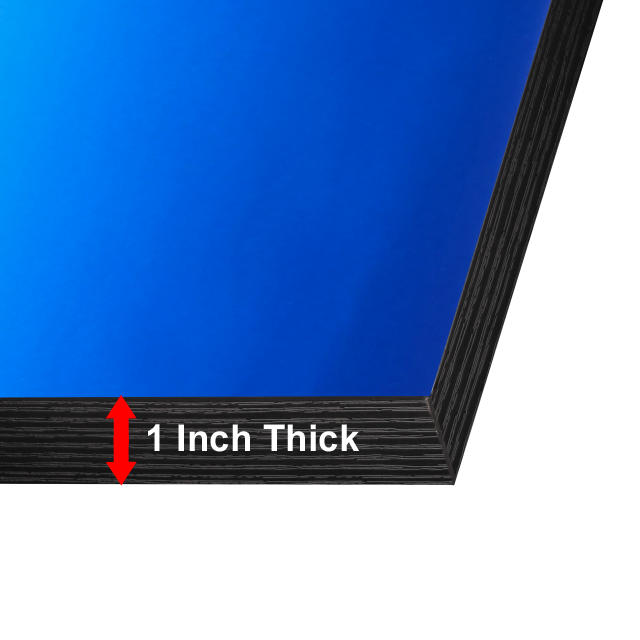 Side of mounted print showing 1 inch thickness