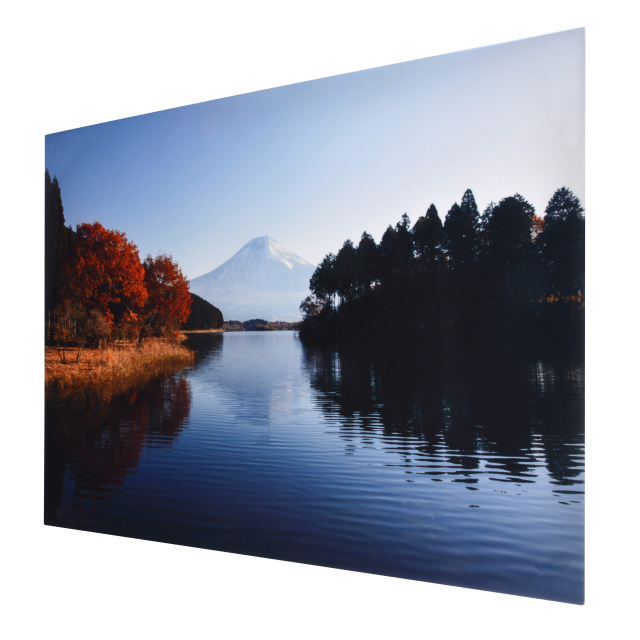 High Definition Metal Chromolux print of a landscape with lake mountain and trees