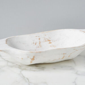 decorative distressed white dough bowl