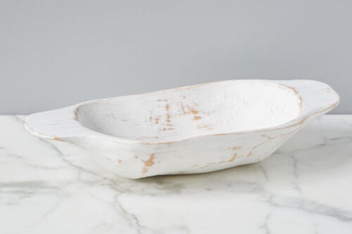 decorative distressed white dough bowl
