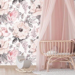 marie antoinette floral theme pattern printed on vinyl peel and stick wallpaper