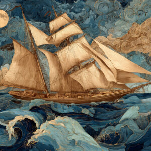 nautical stock wall art 10 - wispy ship at sea