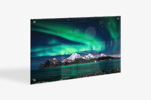 Custom acrylic photo print of northern lights taken by U.S. photographer
