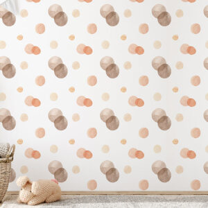 Multi-coloured translucent circle pattern on adhesive wallpaper