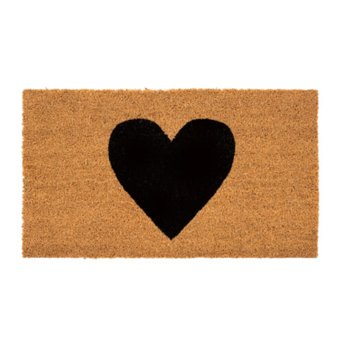 Doormat with black heart design