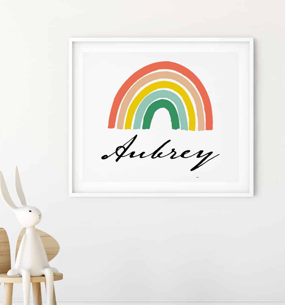 Personalized framed photo art print with kid's name
