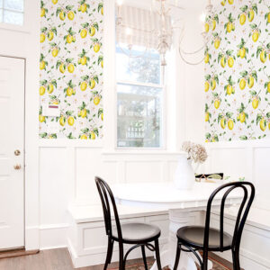 Removable peel & stick wallpaper with citrus lemon design