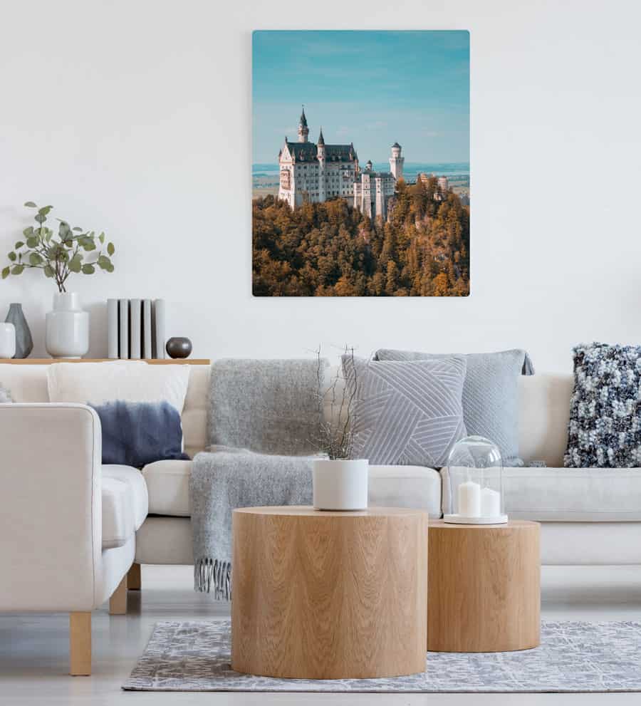custom printed hd metal photo print of castle