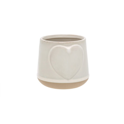 Large ceramic love pot with embossed heart shape