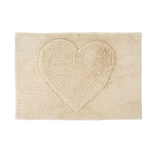 Bath mat with large heart for bathroom decoration