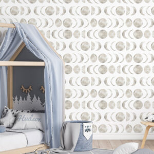 Different phases of moon on removable adhesive wallpaper