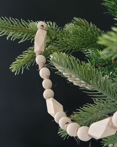 Decorative wood bead garland for christmas decor