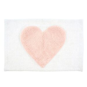 Bathroom decor mat with large pink heart