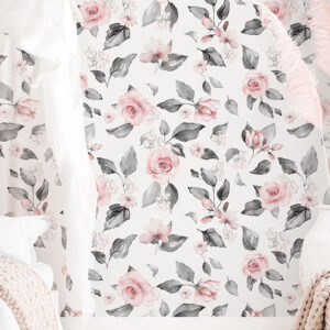 blooming rose floral pattern printed self adhesive wallpaper