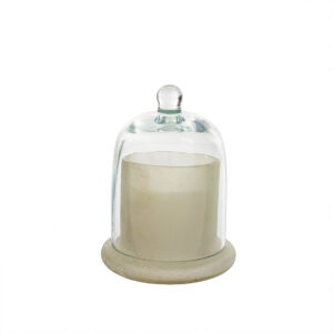 Frosted white cloche candle
