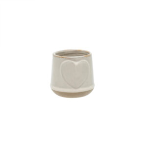 Small ceramic love pot with embossed heart shape