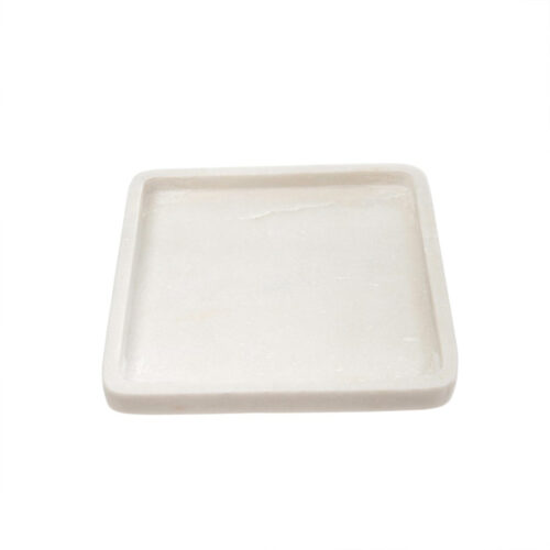 Small white marble vanity tray for home and bath decor