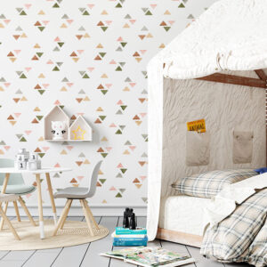 Multi-coloured staggered triangle pattern on removable wallpapers