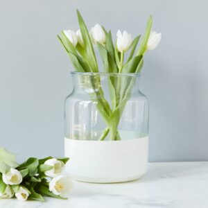 Decorative mason jar with white color block