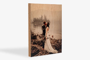 Custom wedding photo print on wood